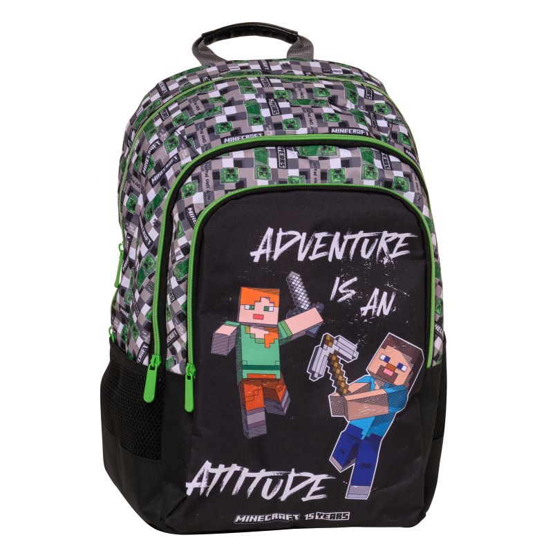 Ученическа раница Minecraft Black с несесер