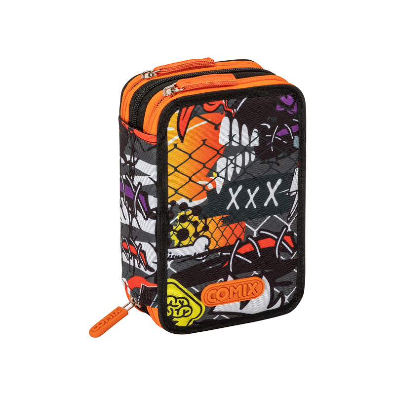 Ученически несесер Comix Bright Zombie Boy с 3 ципа и съдържание