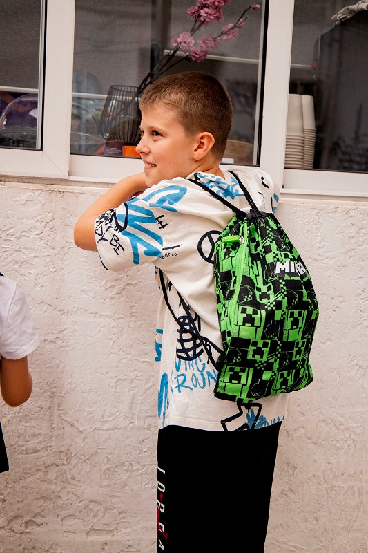 Ученическа спортна торба Minecraft Green