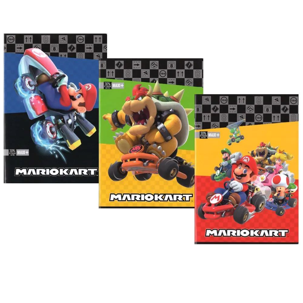 Тетрадка А4 Super Mario Mariokart Red, 40 листа, Асортимент, 3 вида