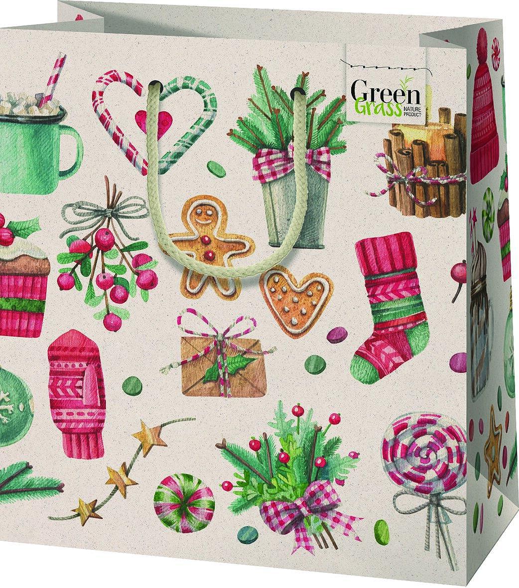 CARDEX Екологична подаръчна торбичка от трева М 20х23 Коледна