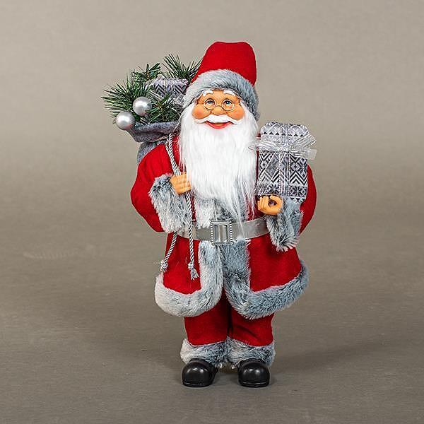 ДЕКОРАЦИЯ ДЯДО КОЛЕДА СЪС СИВА КОЗИНА, 50СМ