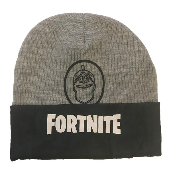 Зимна шапка Fortnite сива с шлема на Черния рицар