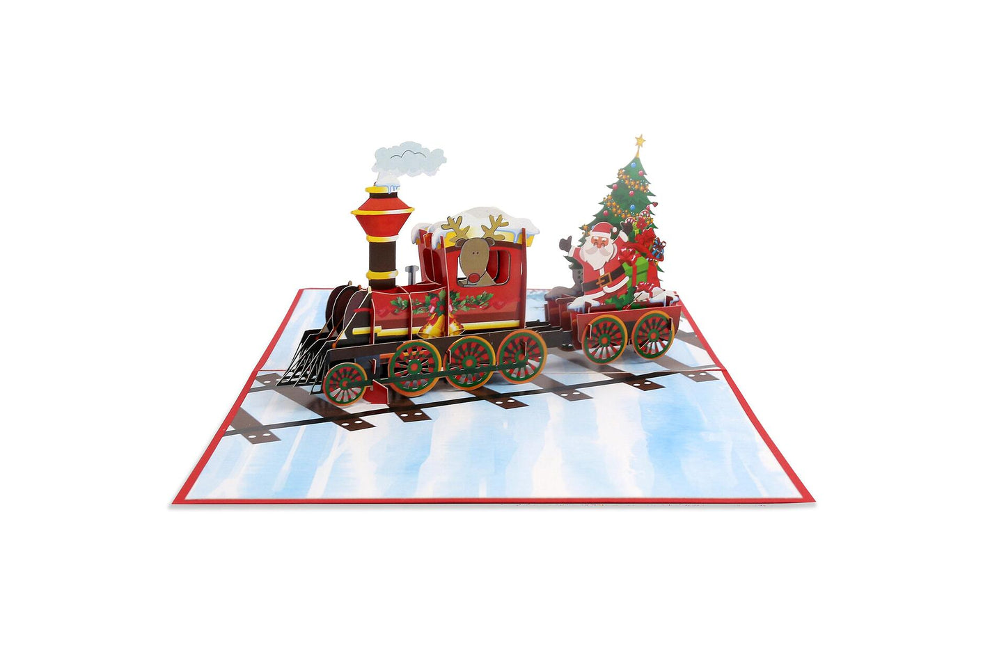KIRIORI Поздравителна картичка "Дядо Коледа с влак"