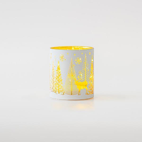 Коледна LED лампичка, бяла със зимни елементи, 9x10см