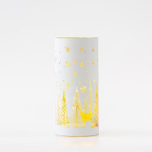 Коледна LED лампа бяла със зимни елементи, 9x20см