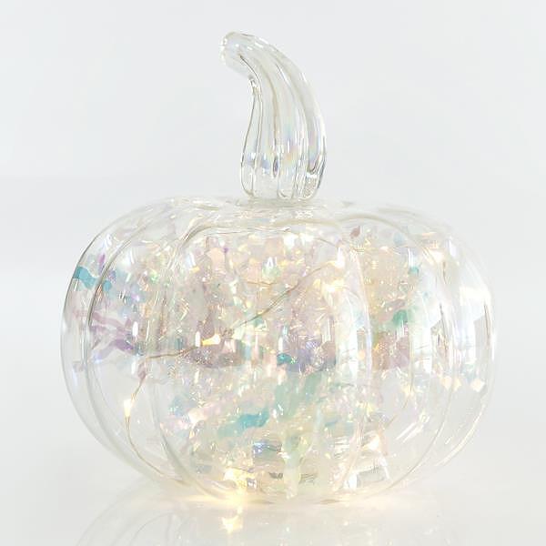 EUROLAMP светеща декорация тиква, стъкло, бяла, 15см