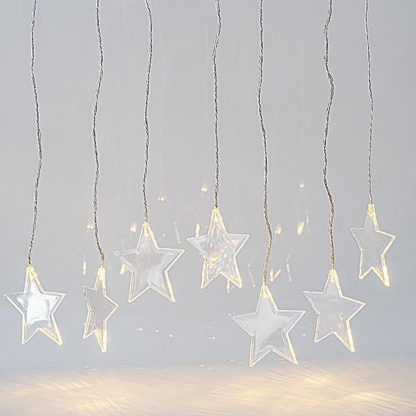 ЛАМПИЧКИ ТИП ЗАВЕСА СЪС ЗВЕЗДИ,8 LED,4.5V АДАПТОР, WW,60x100, IP44