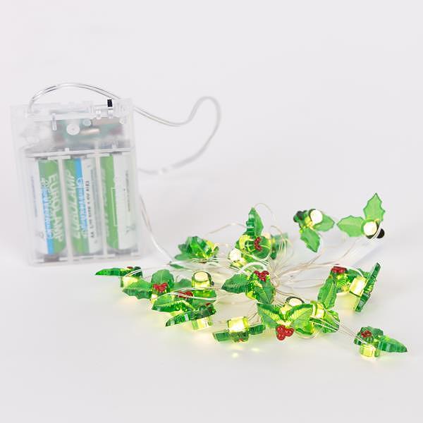 EUROLAMP ЛАМПИЧКИ 20 LED С ДЕКОРАТИВНИ ЕЛХИ, БАТЕРИЯ, ТОПЛО БЯЛО