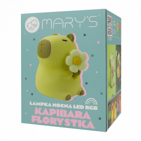Детска нощна лампа LED RGB MARY’S Капибара Флористка