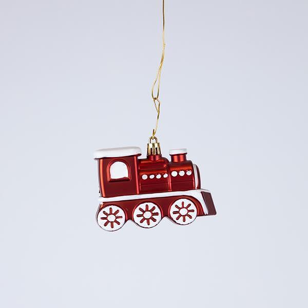 EUROLAMP Пластмасови украси влак, червено-бели, комплект 2бр., 9.5см