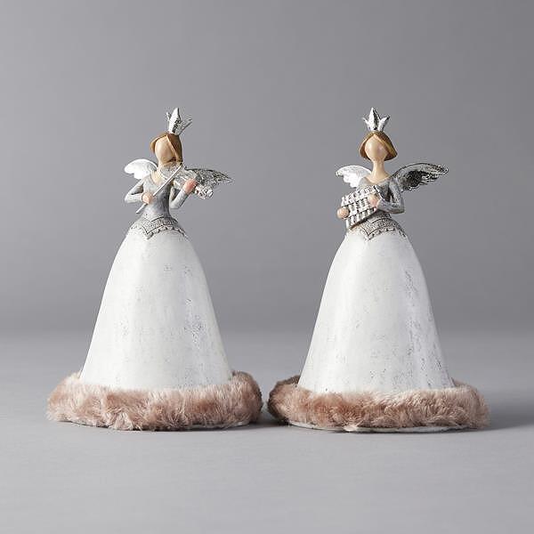 EUROLAMP Полирезинов ангел в сиво, комплект 2бр, 18см