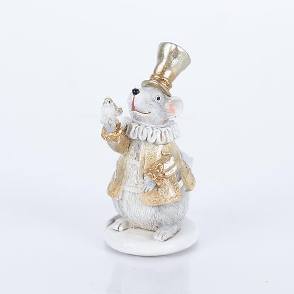 EUROLAMP Полирезинова декорация с мишка и птица, шампанско, 11см