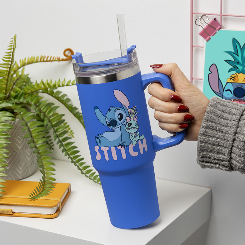 Термо чаша със сламка Stitch 900 ml
