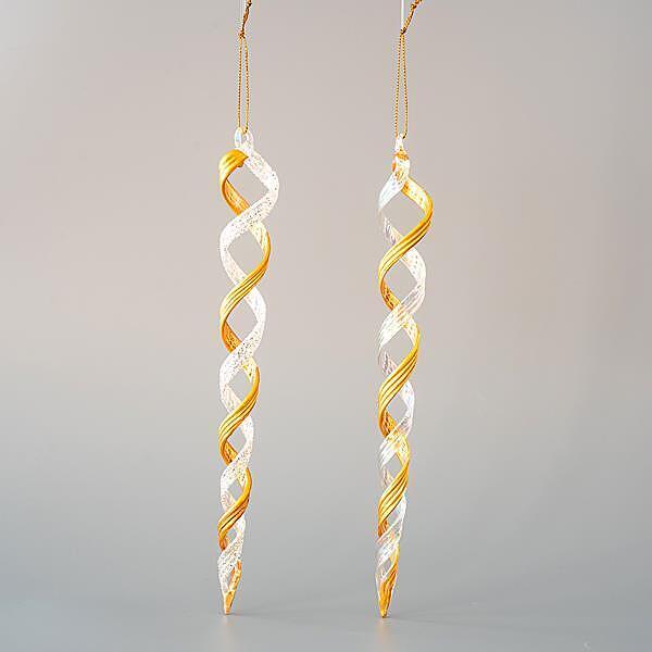 Коледна стъклена висяща спирала, 4 броя, 25cm