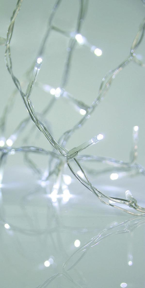 ВИСУЛКИ 100LED 3MM,31V, ПРОЗР.КАБЕЛ, БЯЛА СВЕТЛИНА