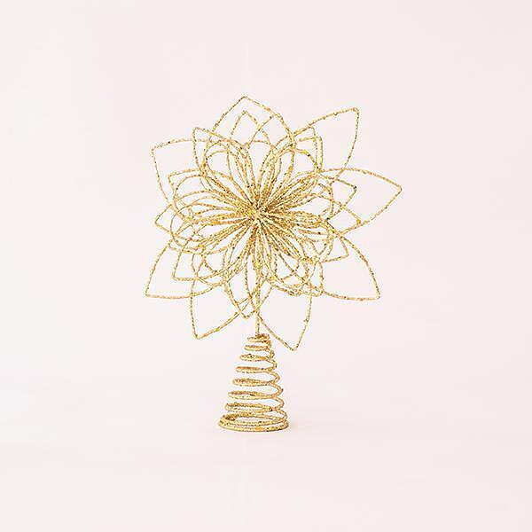 Коледен връх за елха, златно цвете 30x24cm