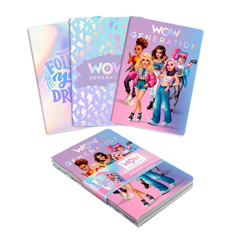 Сет от 3 тетрадки А5 WOW Generation, с меки корици