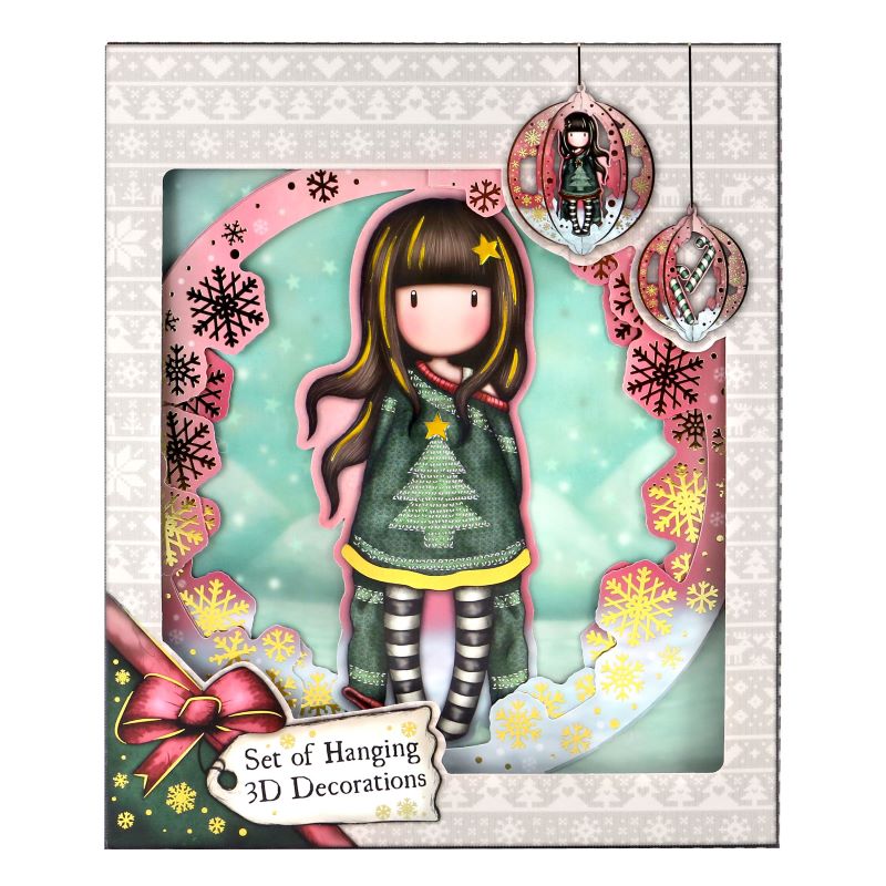 Комплект от 3 бр Коледна 3D декорация Santoro Gorjuss Mеrry and Bright - Cosy