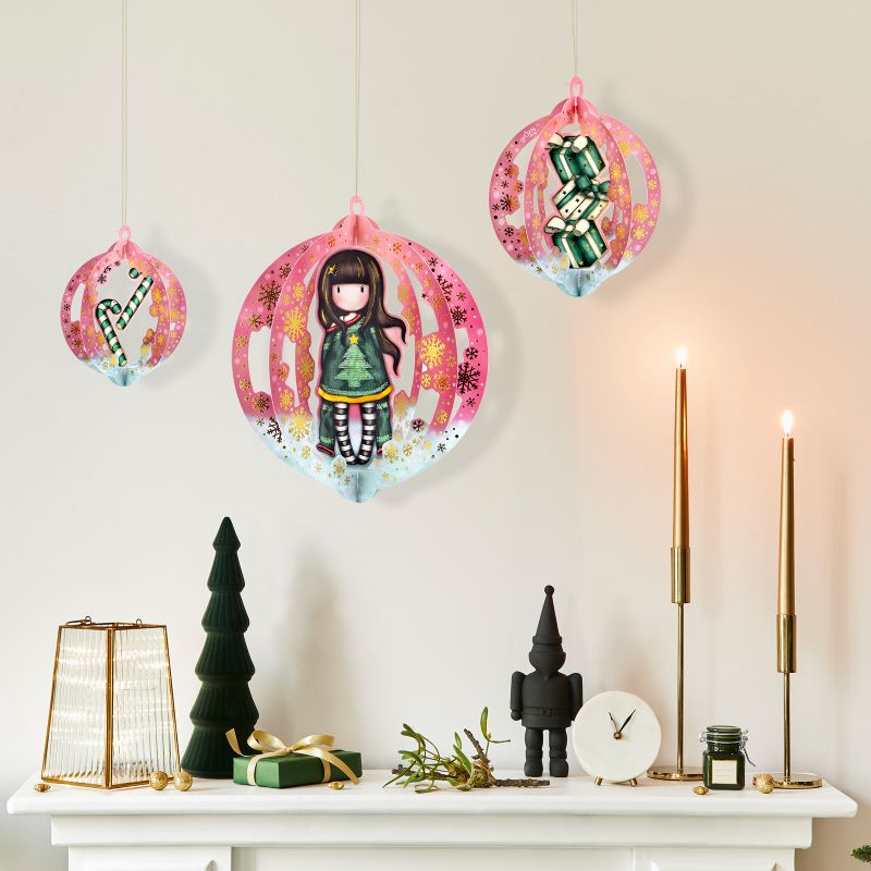 Комплект от 3 бр Коледна 3D декорация Santoro Gorjuss Mеrry and Bright - Cosy