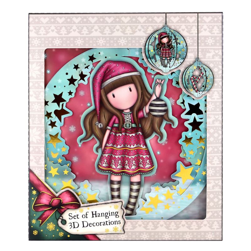 Комплект от 3 бр Коледна 3D декорация Santoro Gorjuss Mеrry and Bright - Tis The Season