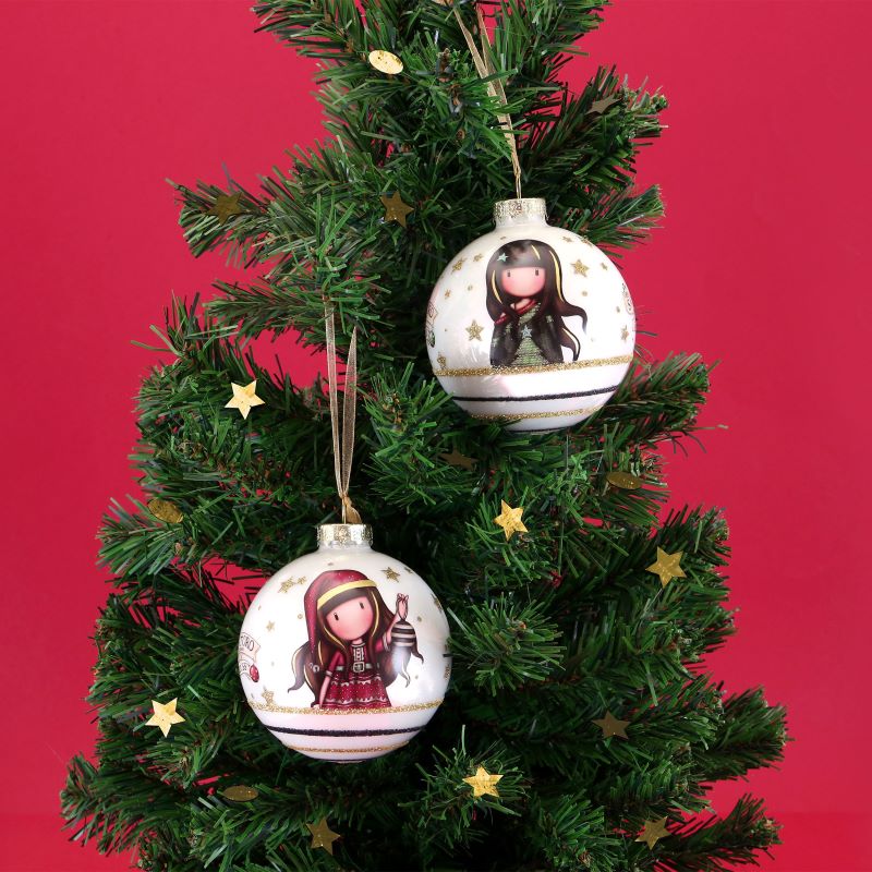 Комплект от 2 бр Коледни играчки за елха Santoro Gorjuss Mеrry and Bright