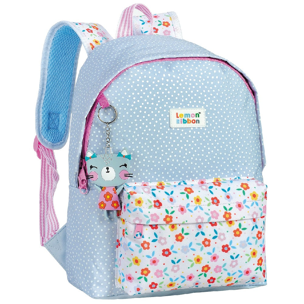 Раница за детска градина Lemon Ribbon Cat с точки
