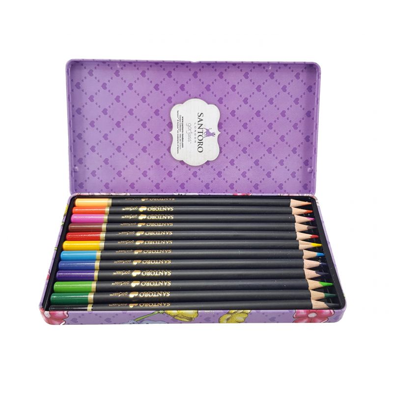 Цветни моливи Santoro Send Me Flowers в метална кутийка