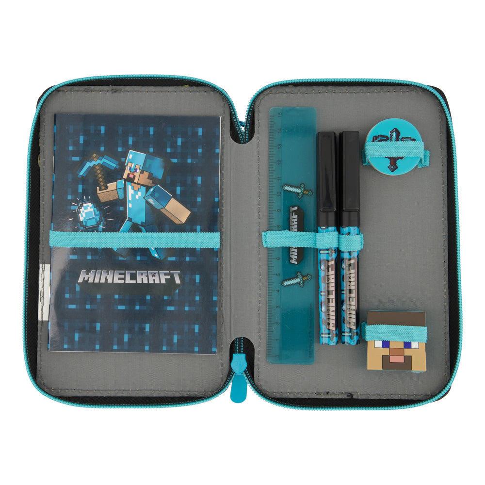 Ученически несесер Minecraft Diamond със съдържание, с 2 отделения