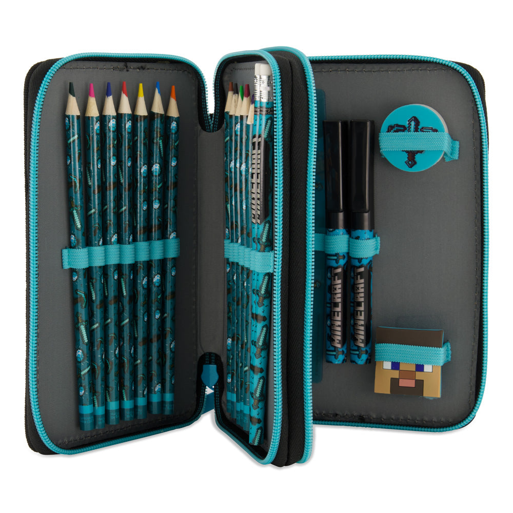 Ученически несесер Minecraft Diamond със съдържание, с 2 отделения