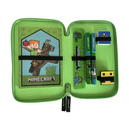 Ученически несесер с две отделения Minecraft Creeper Green