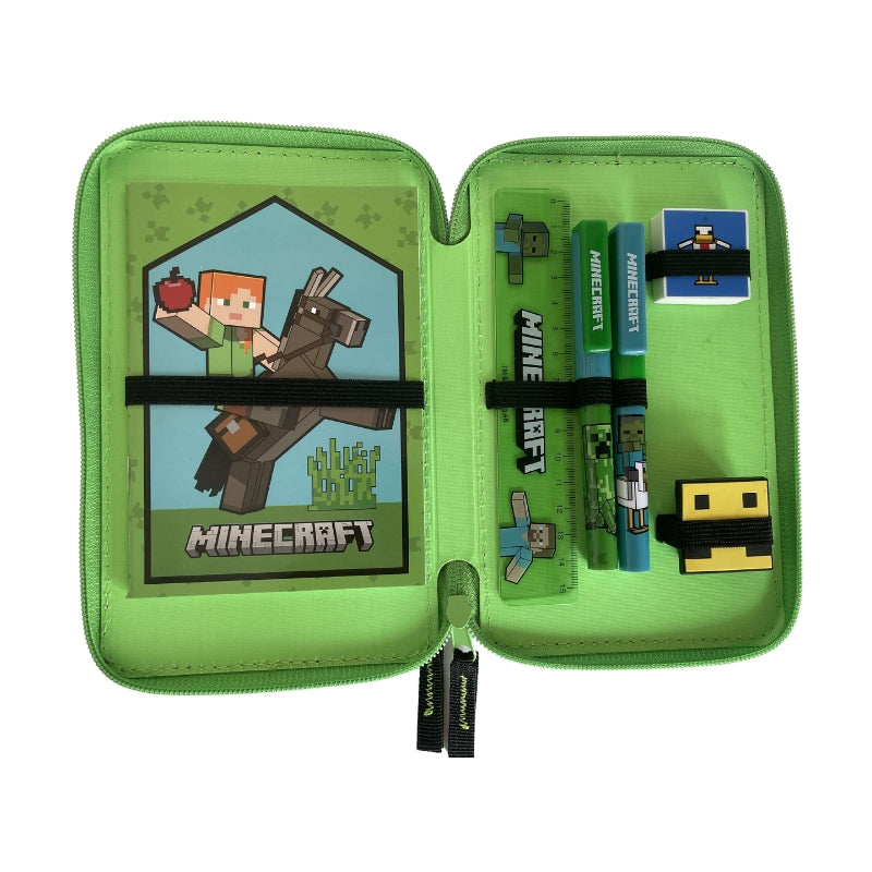 Ученически несесер с две отделения Minecraft Creeper Green