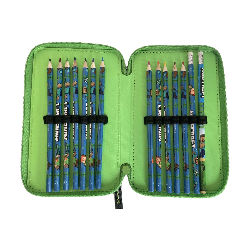 Ученически несесер с две отделения Minecraft Creeper Green