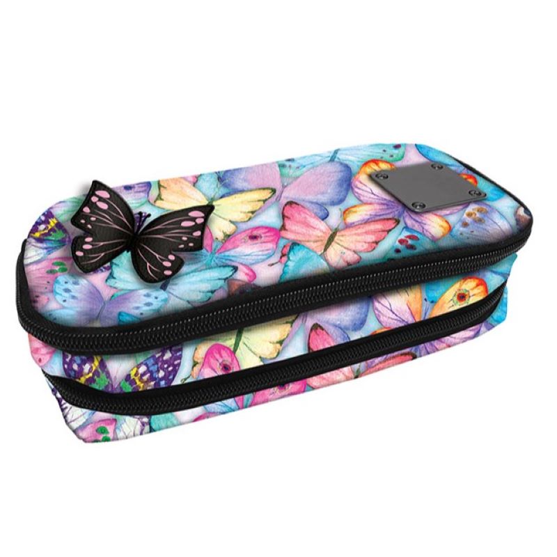 Ученически объл несесер Xscape Butterfly с 2 ципа