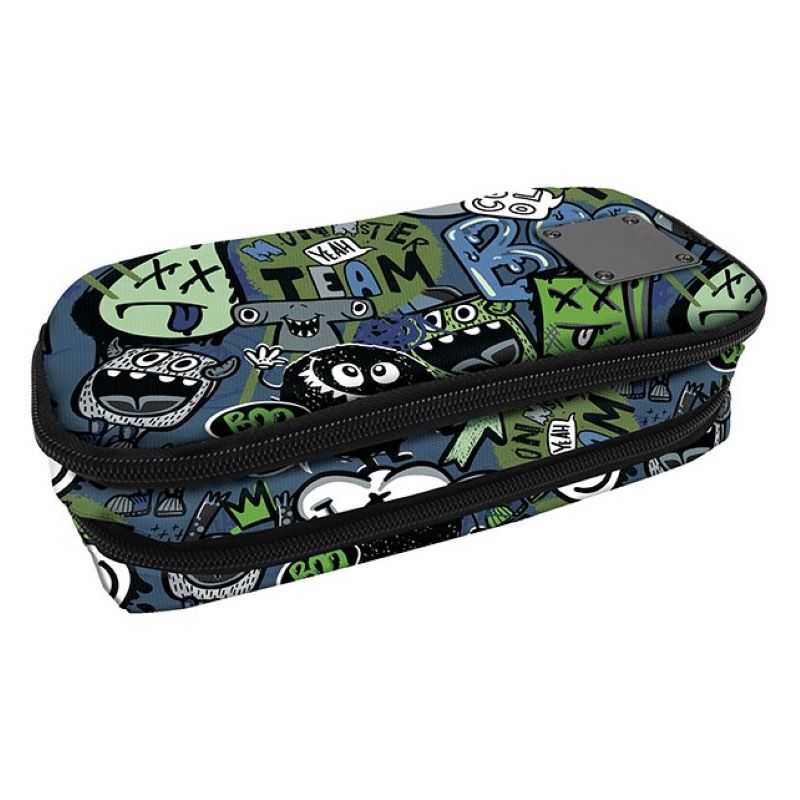 Ученически объл несесер Xscape Monsters с 2 ципа