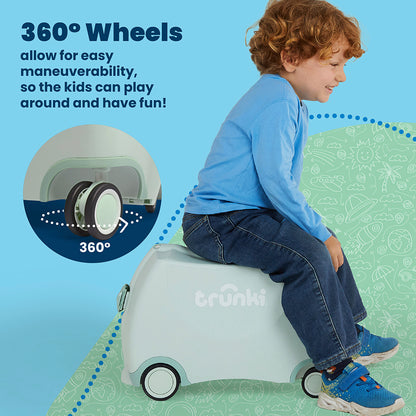 Детски куфар за яздене Trunki Solid Green