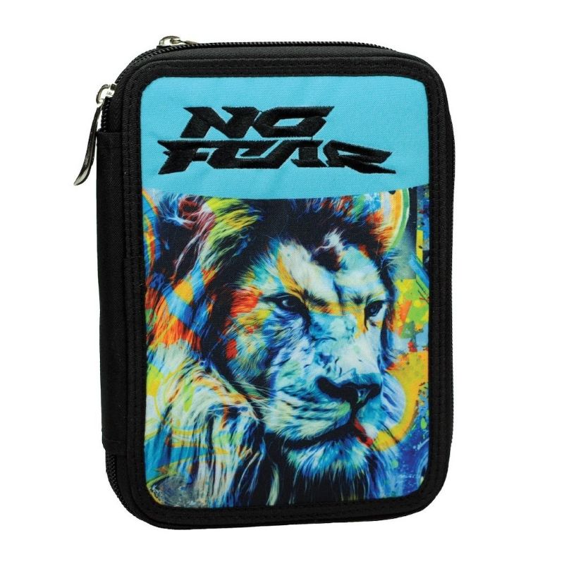 Ученически несесер със съдържание и две отделения No Fear Fluo Lion