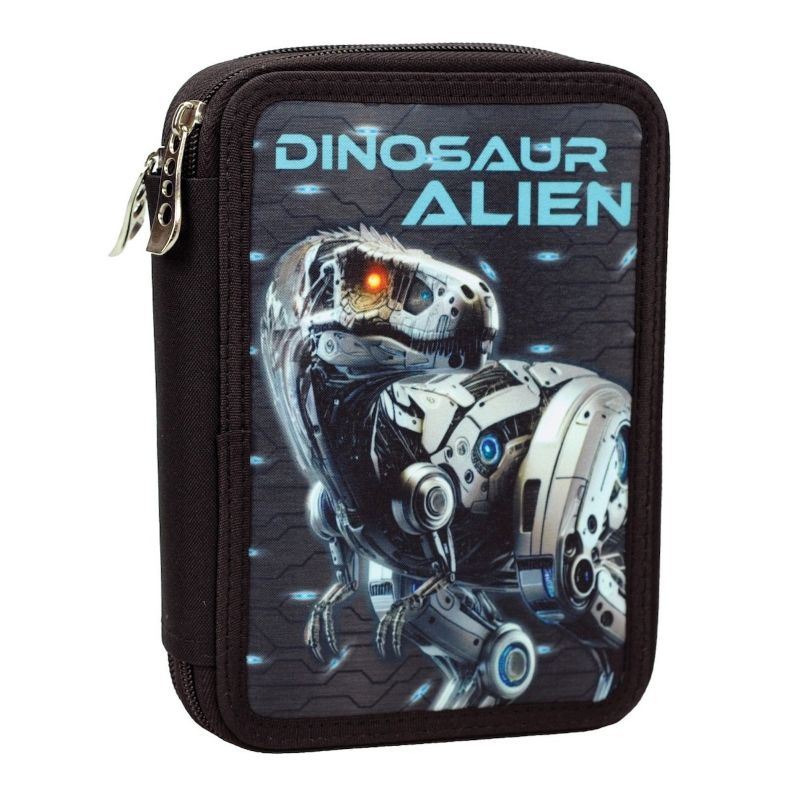 Ученически несесер със съдържание и две отделения Dinosaur Alien