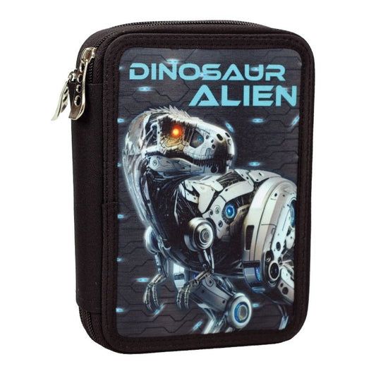 Ученически несесер със съдържание и две отделения Dinosaur Alien