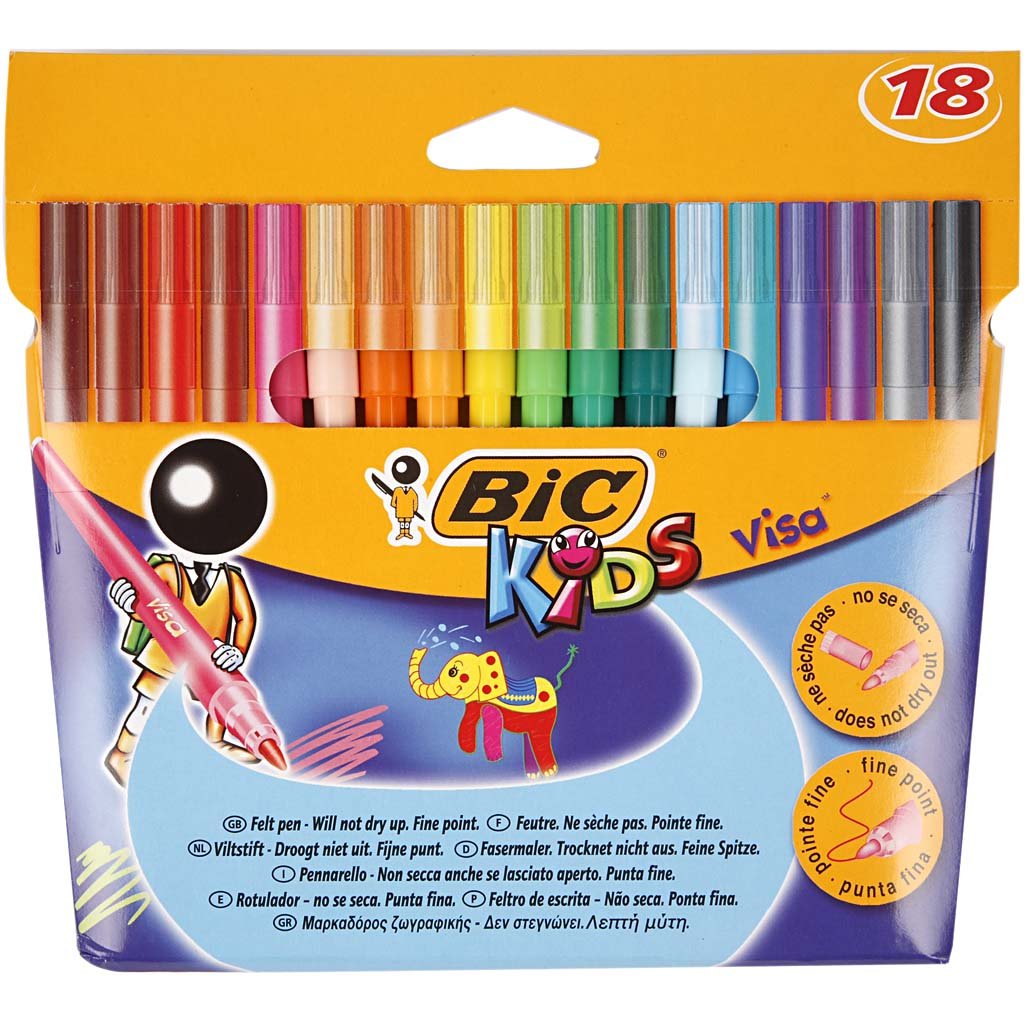 Флумастери BIC 18 цвята Visa