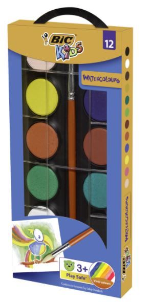 Акварелни бои 12 цвята BIC