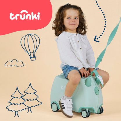 Детски куфар за яздене Trunki Solid Green
