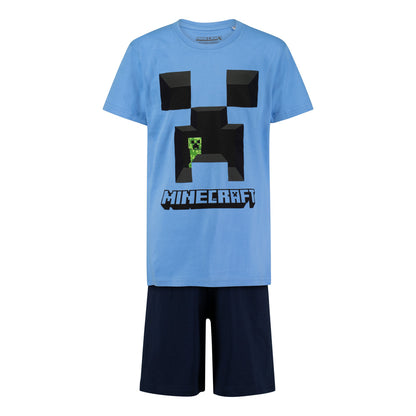 Пижама Minecraft Creeper Blue с къс ръкав и панталон, размер 140