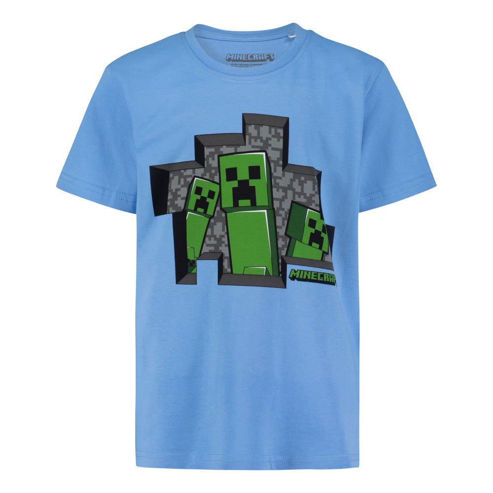 Пижама Minecraft 3 Creepers Blue с къс ръкав и панталон, размер 140