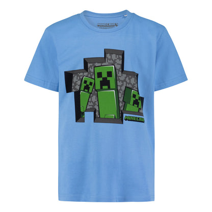 Пижама Minecraft 3 Creepers Blue с къс ръкав и панталон, размер 152