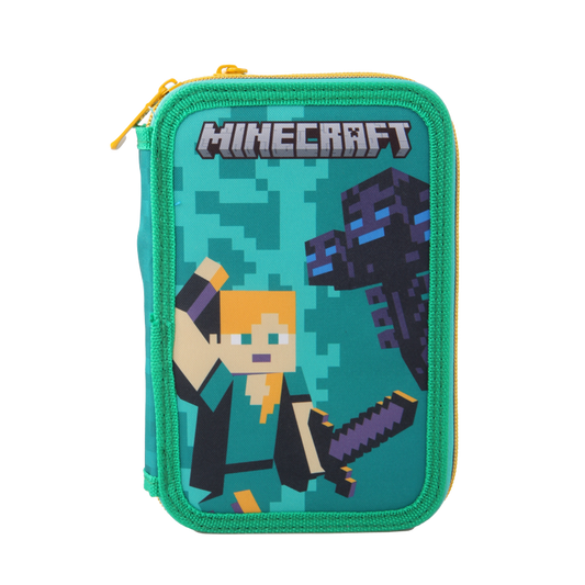 Ученически несесер Minecraft със съдържание, с 2 отделения