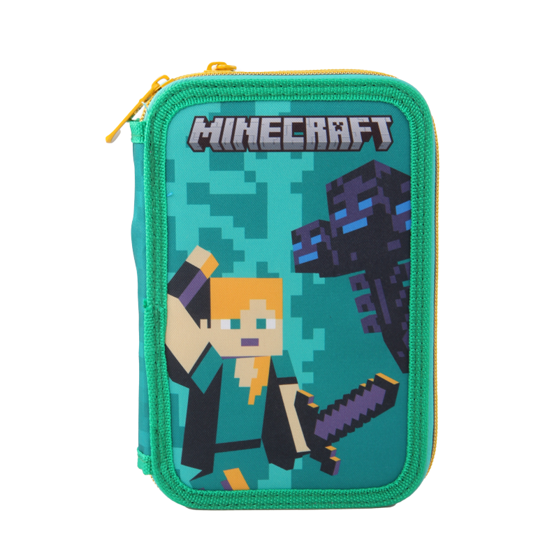 Ученически несесер Minecraft със съдържание, с 2 отделения
