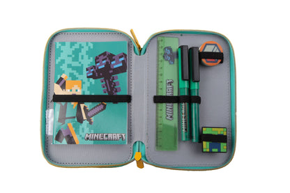 Ученически несесер Minecraft със съдържание, с 2 отделения