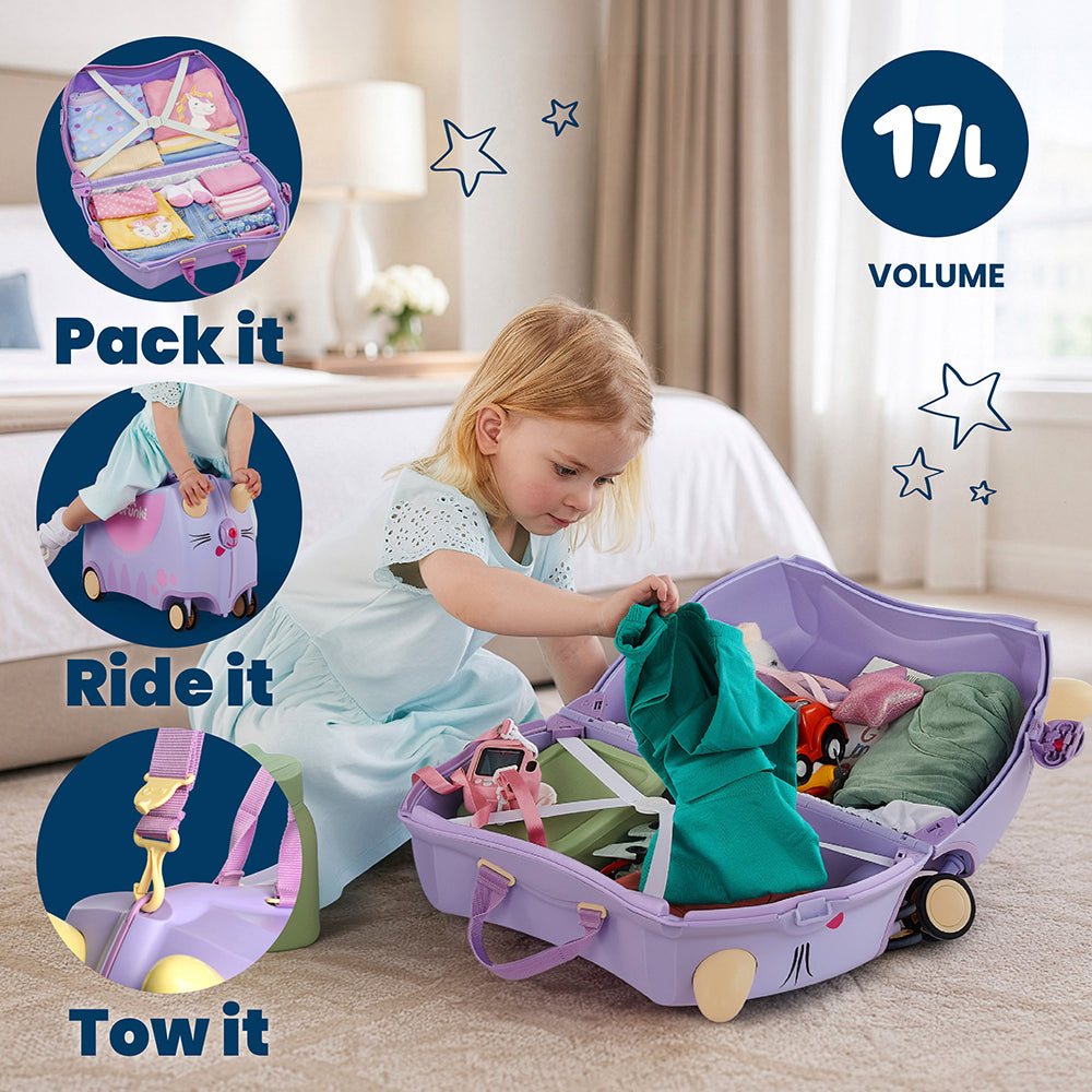 Детски куфар Trunki Cassie the Cat Lilac