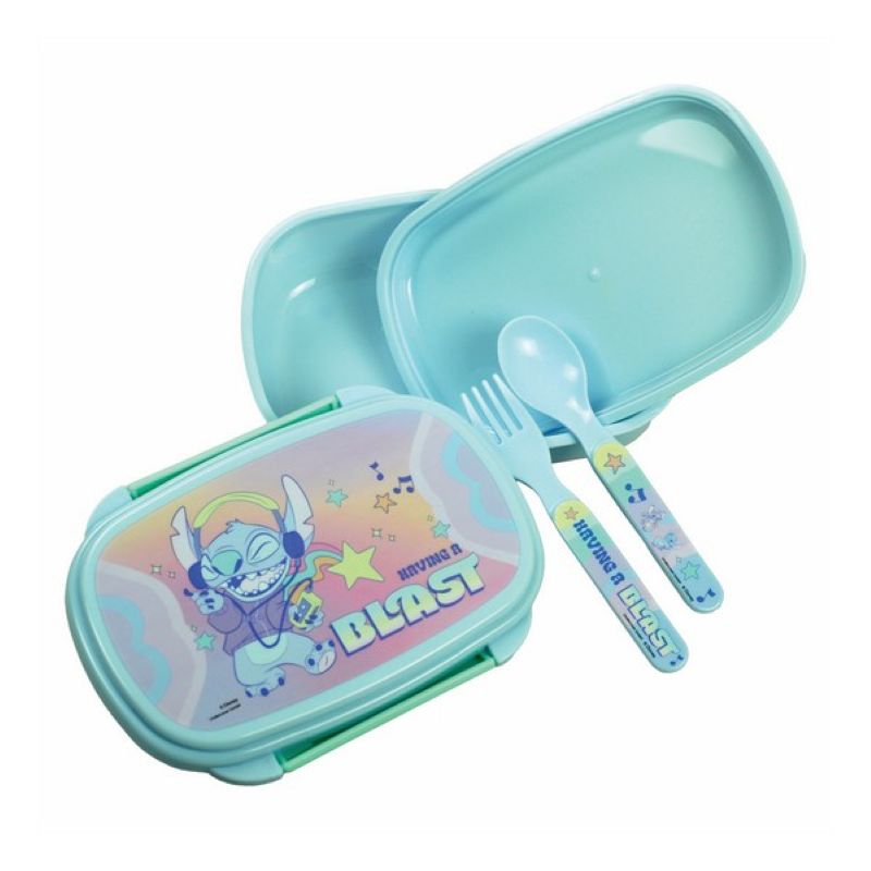 Кутия за храна Stitch Having a Blast с прибори (вилица и лъжица)